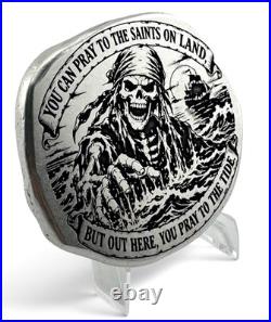 5 oz. 999 Fine Silver Pray to the Tide Cob Style Adamo Techne USA