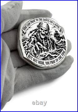 5 oz. 999 Fine Silver Pray to the Tide Cob Style Adamo Techne USA