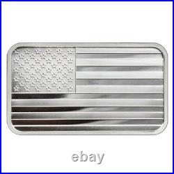 5-oz American Flag. 999 Fine Silver Bar Sealed