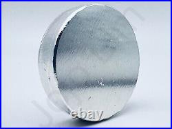 5 oz Hand Poured Silver Bar Pressed Round Button. 999+ Fine by Reckless Metals