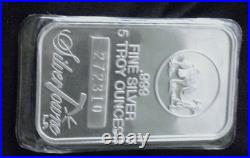5 oz Silver Bar Silver Towne. 999 Fine Silver Prospector Cert # 272310