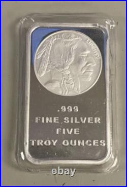 5 oz. Silver Silvertowne Buffalo Bar. 999 Fine Silver
