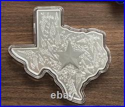 5 oz Texas Mint Silver Shaped Bar. 999 Fine Silver IN CAPSULE