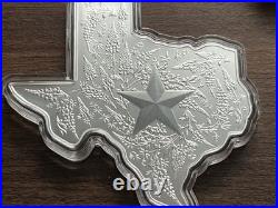 5 oz Texas Mint Silver Shaped Bar. 999 Fine Silver IN CAPSULE