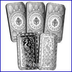 5 x 1 oz. 9999 Silver Bars Scottsdale Marquee Peacock Silver Bullion Bar #A690