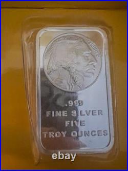 5oz. 999 Fine Silver Bar Buffalo / Indian Head Sealed Bullion investment grade