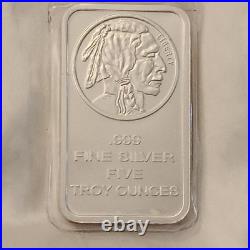 5oz. 999 Fine Silver Bullion Bar Buffalo Indian Head Liberty Design