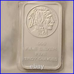 5oz. 999 Fine Silver Bullion Bar Buffalo Indian Head Liberty Design