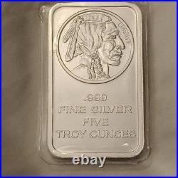 5oz. 999 Fine Silver Bullion Bar Buffalo Indian Head Liberty Design