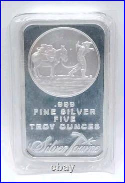 5oz 999 Fine Silver Bullion Bar Ingot SilverTowne Donkey Miner Goldrush Art USA