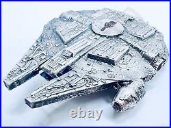 5oz Hand Poured 999 Fine Silver Millennium Falcon Star Wars Bullion Art Statue