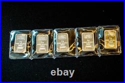 5x Credit Suisse Vintage 5 Gram. 999 Fine Silver Bars (25 Grams) Sealed Rare