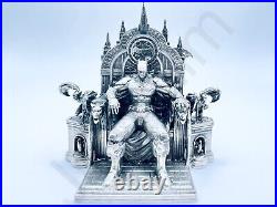 7.9 oz Hand Poured Silver Bar. 999+ Fine Batman On Throne by The Gold Spartan