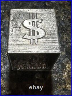 7.9 oz Hand Poured Silver Bar 999 Fine Scrooge's Vault Cast Art Bullion Statue