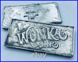 7 Troy Oz. MK BarZ Willie Wonka Chocolate Bar LIMITED EDITION. 999 Fine Silver