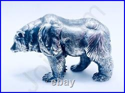 8 oz Hand Poured Silver Bar. 999 Fine Grizzly Bear 3D Cast Bullion Art Statue