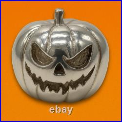 925.999 Fine Silver Jack-O-Lantern Pumpkin 33.5g Halloween Bullion Art