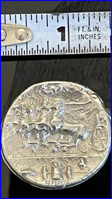 95%+ Fine Silver Art 1-1/4 Round Ancient Greek Syracuse Chariot Tribute 29.1g