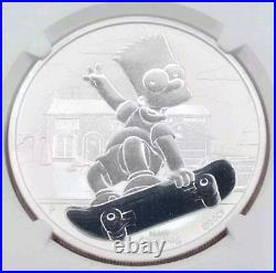 9999 Fine Silver 1 OZ NGC MS70 The Simpsons Bart Simpson 2020P Tuvalu RARE