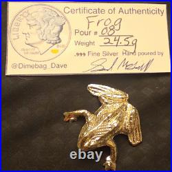 999 Fine Silver 24.5g Hand-Poured. Signed COA. Fractional silver