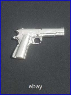 999 Fine Silver Hand Poured 1911 Colt Gun Miniature Bullion 1776 Mint