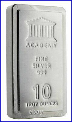ACADEMY 10 oz Silver Bullion Bar 999 Fine Silver- SKU #A070