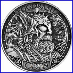 ANTIQUE Asgard ODIN 1 troy oz Fine Silver Round Mythical Cities Series IN STOCK