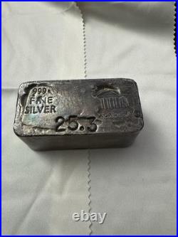 Academy 25.3 oz. 999 Fine Poured Silver Bar Ingot Great Patina