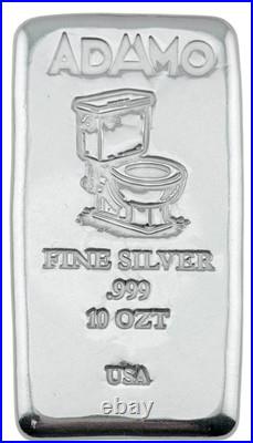 Adamo 10 ozt. 999 Fine Silver Toilet Bar World's Only Official Toilet Bar Adamo 10 ozt. 999 Fine Silver Toilet Bar World's Only Official Toilet Bar