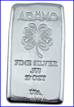 Adamo Four Leaf Clover 10 oz. 999 Fine Silver Art Bar Adamo Metals USA Exclusive Adamo Four Leaf Clover 10 oz. 999 Fine Silver Art Bar Adamo Metals USA Exclusive