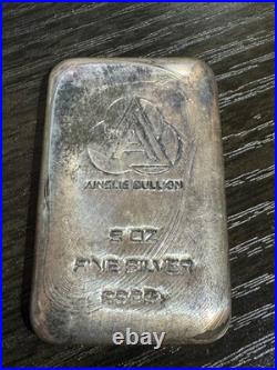 Ainslie Bullion 5oz Silver Cast Silver Bar. 9995+ Fine Silver Ingot