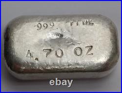 Alexander Westerfeld 4.70 Oz Vintage Silver Poured Loaf. 999 Fine Silver Bar