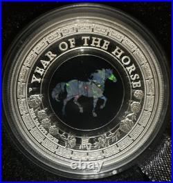 Australian Opal Lunar Horse 1oz Fine Silver. 999 Proof Coin Perth Mint Box & COA