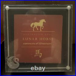 Australian Opal Lunar Horse 1oz Fine Silver. 999 Proof Coin Perth Mint Box & COA