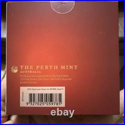 Australian Opal Lunar Horse 1oz Fine Silver. 999 Proof Coin Perth Mint Box & COA