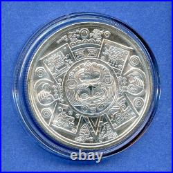 Aztec Warrior Cut Saw Mint 1oz. 999 Fine Silver Bullion in Acrylic Case