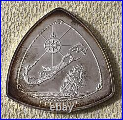 Bermuda Triangle 9 Dollars 1996 5.45 Ounces 155 Grams. 999 Fine Silver Art Round