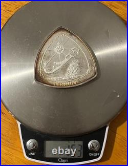 Bermuda Triangle 9 Dollars 1996 5.45 Ounces 155 Grams. 999 Fine Silver Art Round