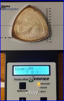 Bermuda Triangle 9 Dollars 1996 5.45 Ounces 155 Grams. 999 Fine Silver Art Round