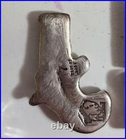 Bison Bullion 7 Troy oz/ounce. 999 Fine Silver Hand-poured Pistol RARE