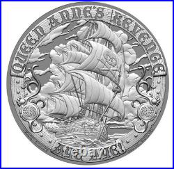 Blackbeard Pirate Ship 1 oz. 999 fine silver BU round in capsule