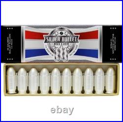 Box of 10 Silvertowne Mint 1 oz. 999 Fine Silver Bullet. 45 Caliber ACP