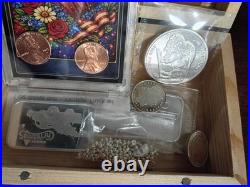 Boxed 999 Fine Silver Lot (5 Oz) 5 Ounces Bullion Bars Coins Rounds + Gold