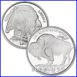 Buffalo Coin, 1 oz Silver Round Buffalo (Lot of 5 Rounds). 999 Fine Silver