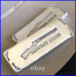 COWBOY COINS Lever Gun 3ozt 999+ Fine Silver Bar Hand Poured & Hammered Silver