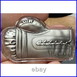 Celebrity Mint 2oz. 999 Fine Silver Boxing Glove Knockout Series Shaped Coin