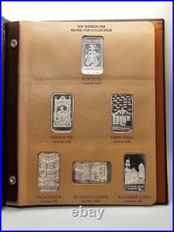 Complete Set Of 6 1oz. 999 Fine Silver The Mission Inn Art Bars In Dansco Book