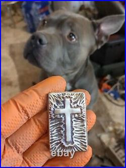 Cross Bar 107 grams of Guaranteed 999 fine Silver Hand pour Bullion VL pours