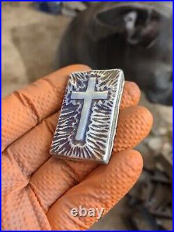 Cross Bar 107 grams of Guaranteed 999 fine Silver Hand pour Bullion VL pours