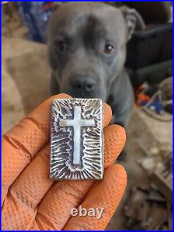 Cross Bar 107 grams of Guaranteed 999 fine Silver Hand pour Bullion VL pours